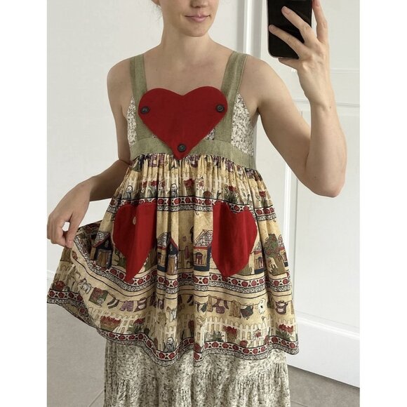 Dresses & Skirts - Vintage Cottagecore Heart Apron | 80s Folk Country XS-M